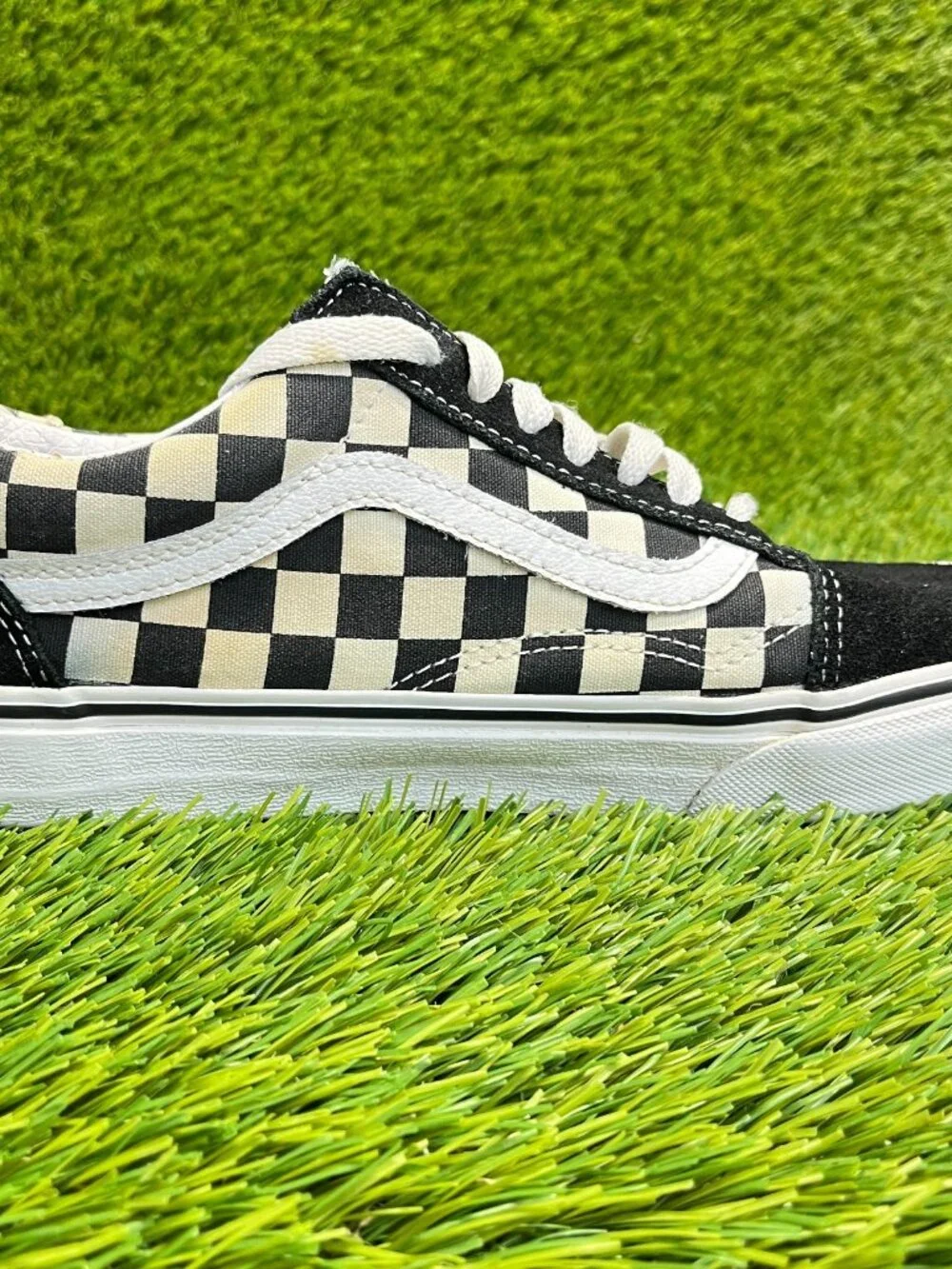 Vans Old Skool Checkerboard Mens Size 7.5 Black White Athletic Shoes‎ Sneakers